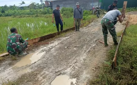Cuaca Tak Menentu, Dandim 0910 Letkol Inf. Alisun Instruksikan Satgas TMMD Wiltas  Ke-118 Kebut Pengerjaan Sasaran Fisik