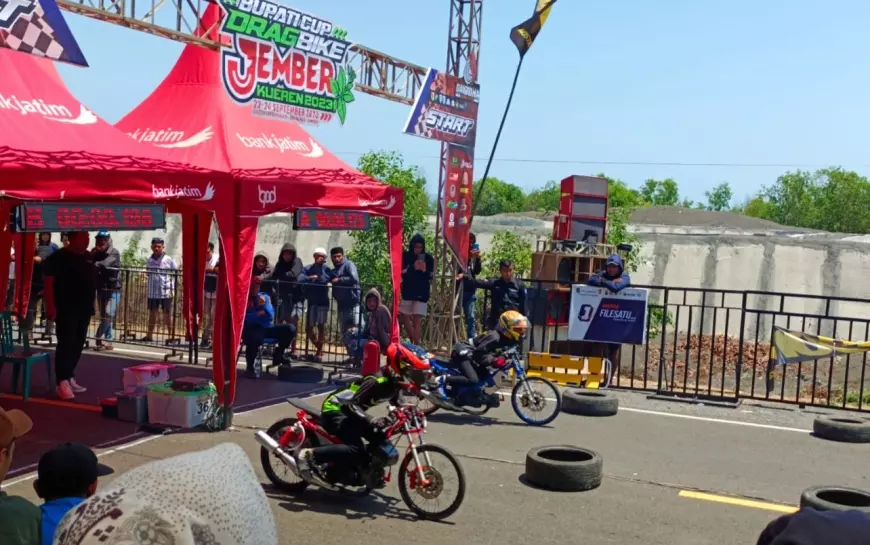Drag Bike Bupati Cup Jember Meledak, Peserta Se-Jawa- Bali Tumpah Ruah di JLS