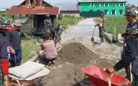 Satgas TMMD ke-118 Wilayah Perbatasan Tak Mengenal Libur, Letkol Inf. Alisun Perintahkan Satgas Penuhi Target Pembangunan