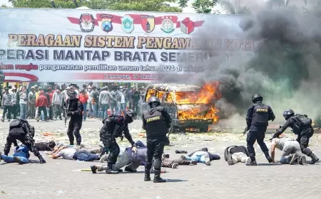 Personel Gabungan di Lamongan Gelar Sispamkota, Siap Amankan Pemilu 2024 Mendatang
