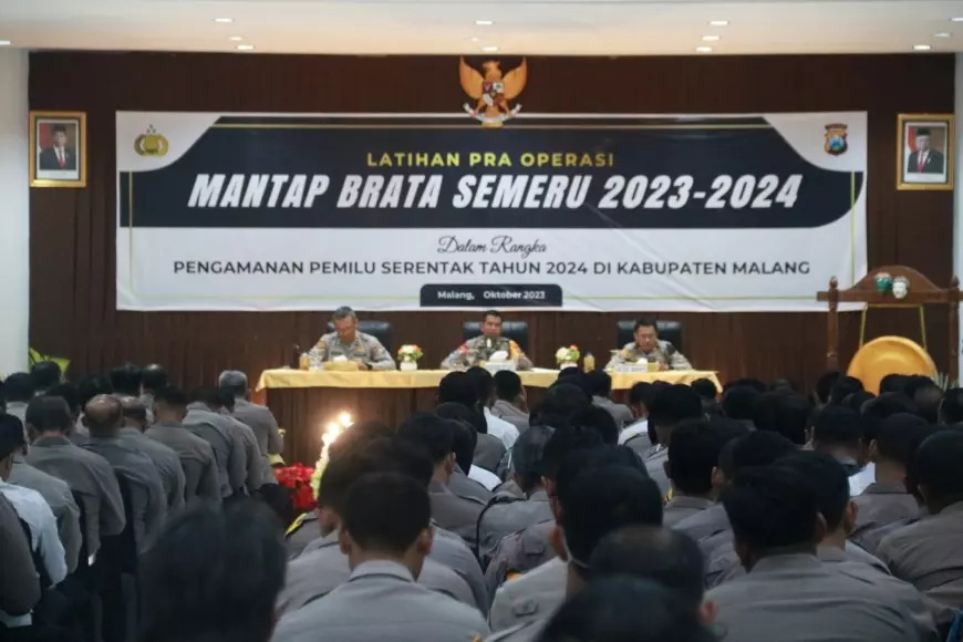Jelang Pemilu 2024 Polres Malang Gelar Latihan Pra Operasi 2024
