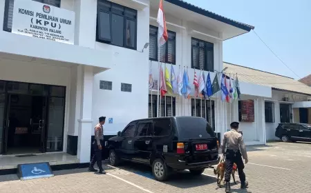 Jelang Pesta Demokrasi 2024 Polres Malang Jaga Ketat Kantor KPU Kabupaten Malang