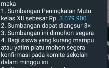 Wali Murid SMAN 1 Pandaan Resah Chat Komite Minta Sumbangan