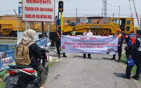 Jalur Ganda Stasiun Mojokerto-Sepanjang Beroperasi, DAOP 8 Imbau Pengguna Jalan Raya Waspada