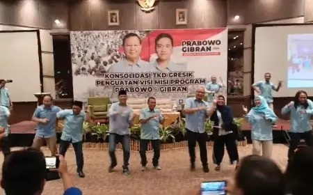 Konsolidasi Penguatan Visi Misi Prabowo-Gibran, TKD Gresik Kompak Peragakan Joget Gemoy