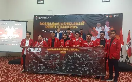 Deklarasi Pemilu Damai, GMNI Jatim Kolaborasi Bareng KPU dan Bawaslu