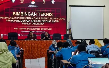 KPU Banyuwangi Beri Bimtek Penggunaan Aplikasi Sirekap Pada Badan Ad Hoc