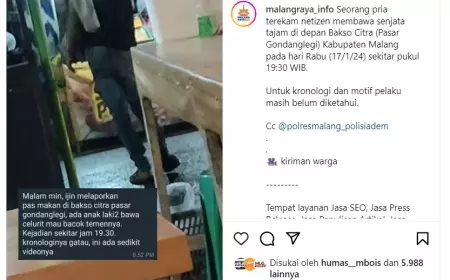 Polres Malang Ringkus Pria Viral di Medsos Acungkan Sajam ke Warga Gondanglegi