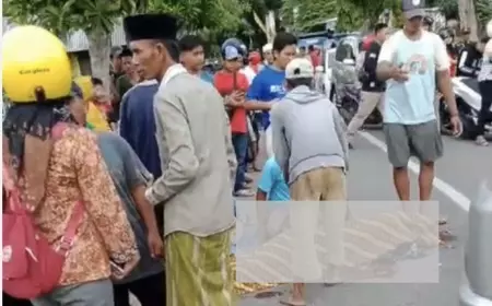 Seorang Pengendara Motor Tewas Terlindas Bus Pariwisata di Jalan Raya Proppo Pamekasan
