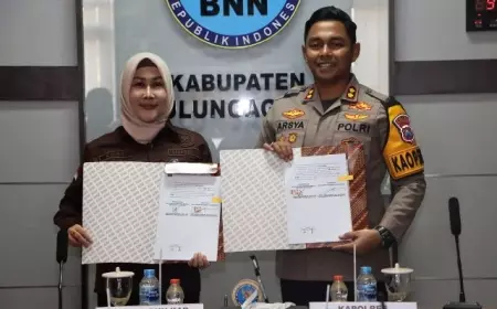 Perkuat Sinergitas Wujudkan Indonesia Bersinar,  BNNK Tulungagung Jalin PKS Dengan Polres Tulungagung