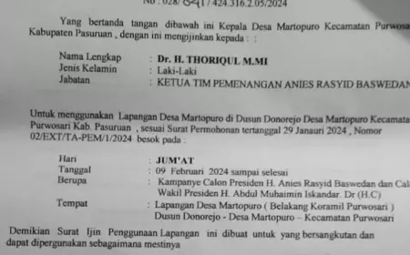 Kades Martopuro Keluarkan Surat Pembatalan Kampanye AMIN Tanpa Koordinasi di Kabupaten Pasuruan