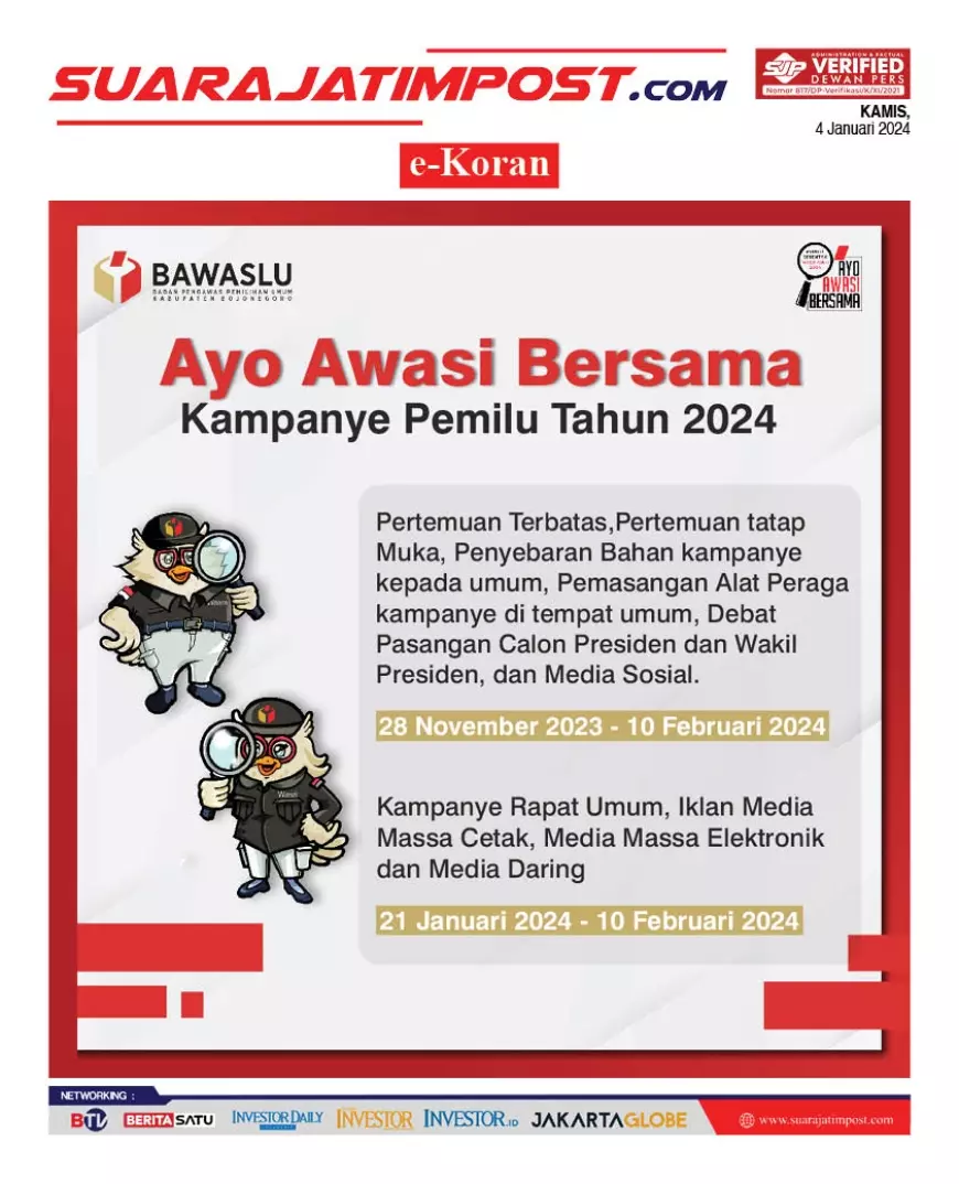 eKoran, Edisi Kamis, 4 Januari 2024