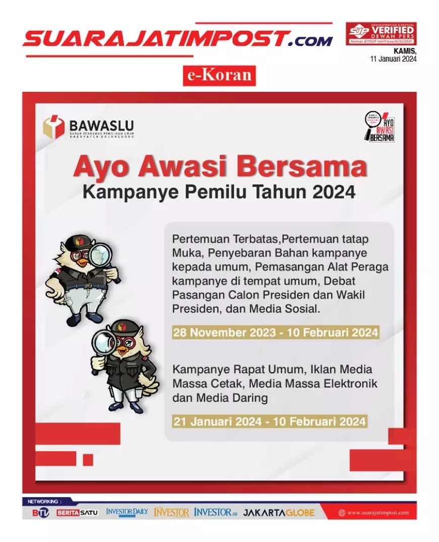 eKoran, Edisi Kamis, 11 Januari 2024