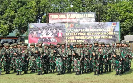 Satuan Tugas Pengamanan Perbatasan RI Papua Nugini Mobile Yonif 509 Diberangkatkan