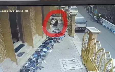 Pencuri Sandal Jemaah Masjid di Kota Probolinggo Terekam CCTV