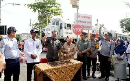 Pj Wali Kota Probolinggo Resmikan Pos Jaga dan Palang Pintu Perlintasan Sebidang