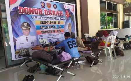 Aksi Donor Darah Untuk Kemanusiaan dalam HUT Pol PP, Damkar dan Linmas