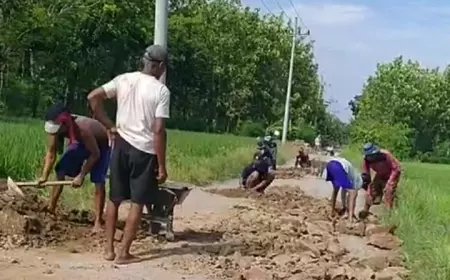 Lama Tak Tersentuh Pembangunan, Warga Pinggiran Jombang Swadaya Perbaiki Jalan