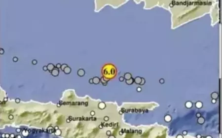 Gempa Bumi Tektonik M 6,0 di Perairan Laut Jawa Tidak Berpotensi Tsunami