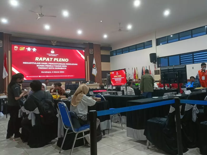 Rapat Pleno Rekapitulasi KPU Surabaya Dihentikan Sementara, Imbas Temuan Data DPT Tidak Sesuai