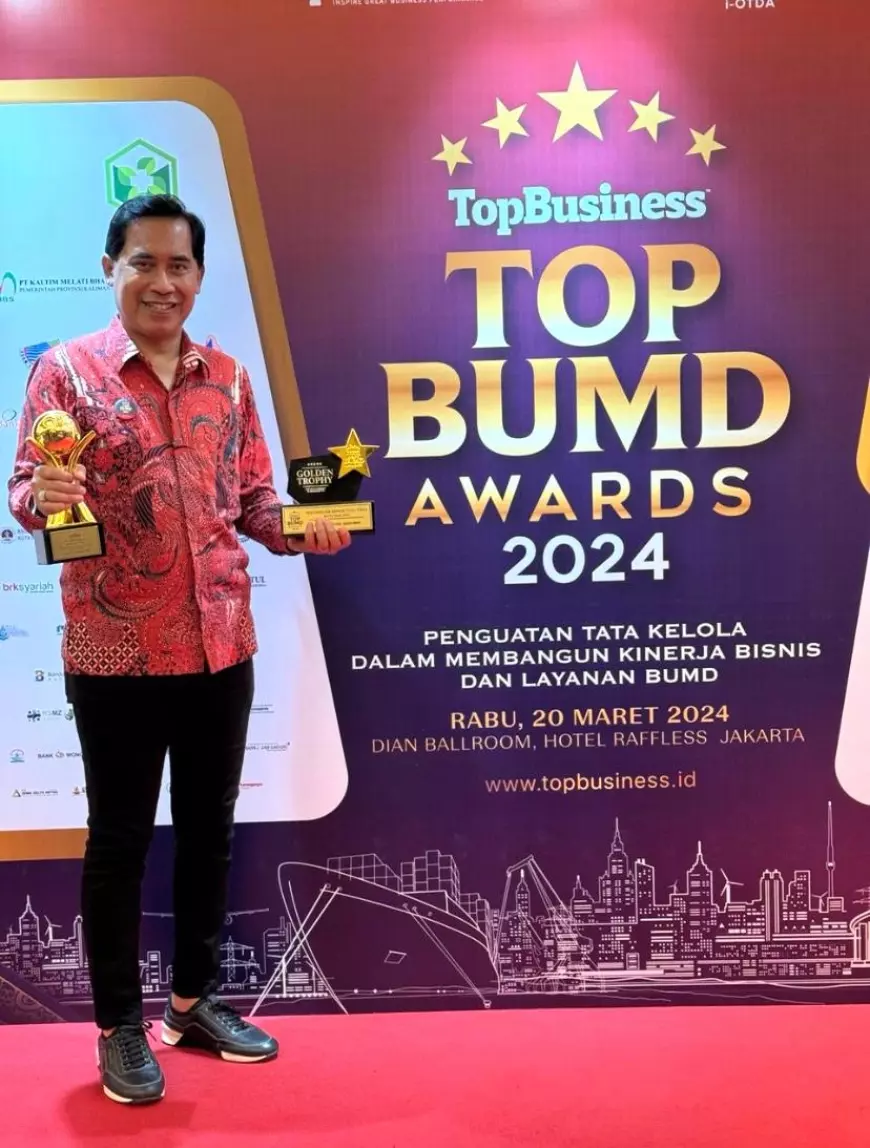 Tugu Tirta Beri Kado HUT ke-110 Kota Malang Lewat Penghargaan TOP BUMD GOLDEN Trophy 2024
