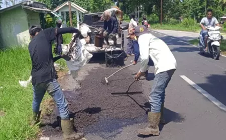 Pemkab Jember Lakukan Tambal Sulam Jalan Raya Kencong Tanggul