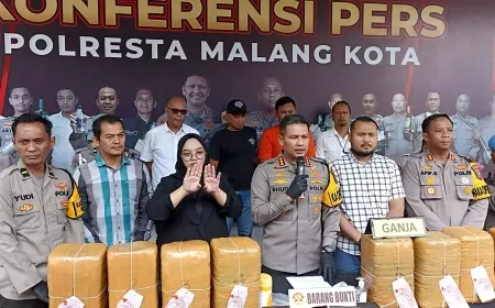 Polresta Malang Kota Gagalkan Pengiriman 42 Kilogram Paket Ganja di Exit Tol Waru Gunung Surabaya