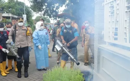 Polres dan Forkopimda Kabupaten Mojokerto Lakukan Fogging