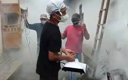 Antisipasi Terjangkit DBD, Relawan Pemuda Desa Pringu Lakukan Fogging Mandiri