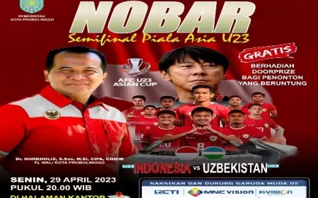 Gratis ! PJ Wali Kota Nurkholis Ajak Masyarakat Nobar Timnas U-23 di Halaman Kantor Pemkot  Probolinggo