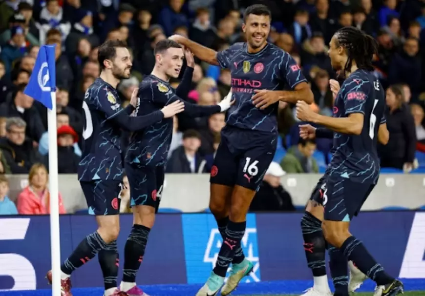 Manchester City Ancam Arsenal Setelah Menang Empat Gol Atas Brighton & Hove Albion
