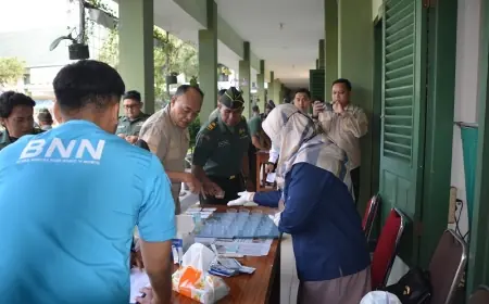 Program P4GN, Korem 083/Bdj Gelar Tes Urine Bagi Prajurit
