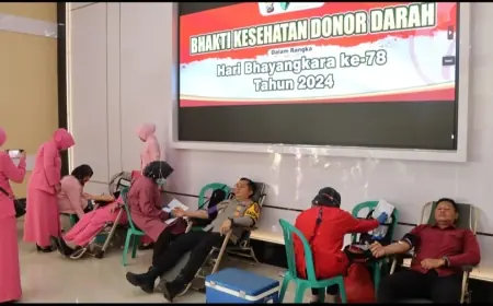 Sambut Hari Bhayangkara ke-78, Polres Nganjuk Gelar Donor Darah