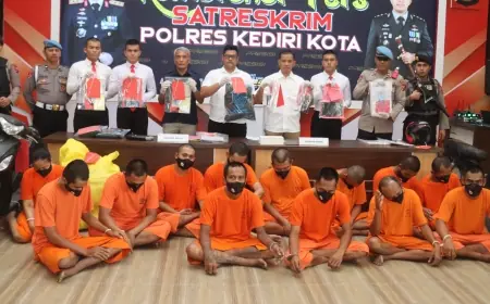 Ungkap 8 Kasus, Polisi Amankan Pelaku Curanmor Hingga Judi Slot di Kediri
