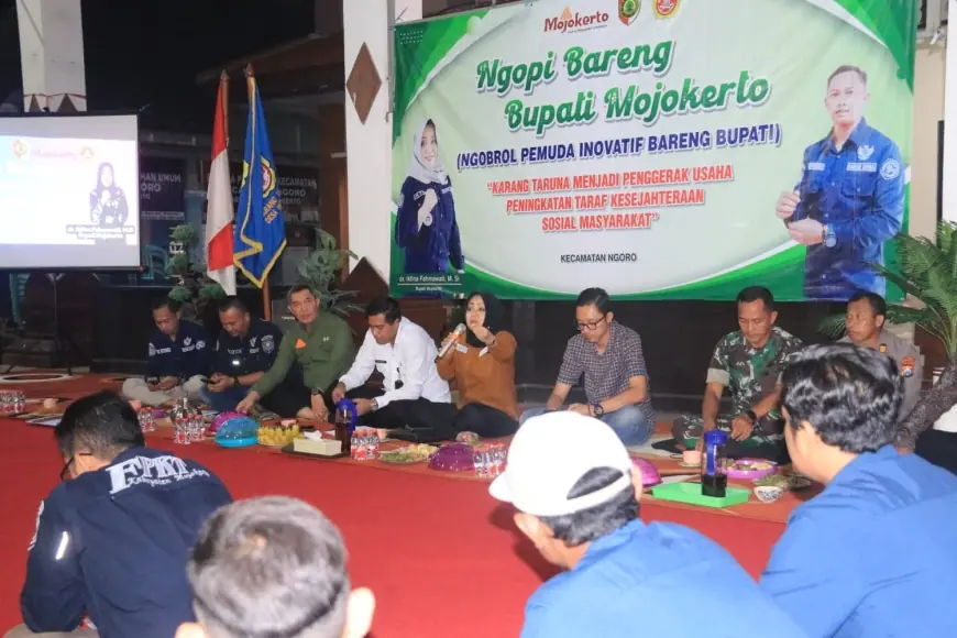 Lewat Ngopi Bareng, Bupati Mojokerto Harap Karang Taruna Harus Lebih Eksis