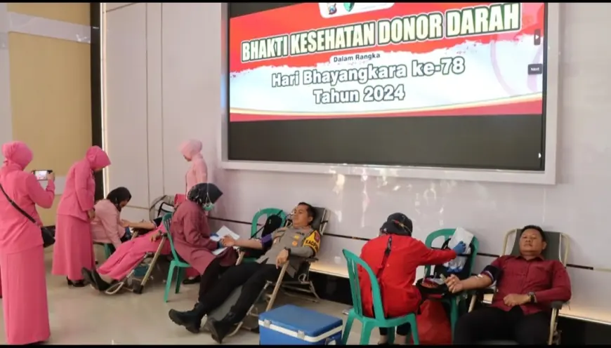 Sambut Hari Bhayangkara ke-78, Polres Nganjuk Gelar Donor Darah