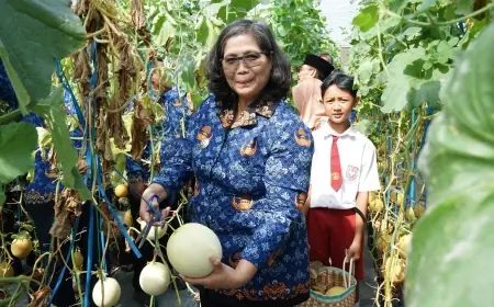 Peringati Hari Anak, Pj Wali Kota Kediri Petik Melon Bersama Anak-anak