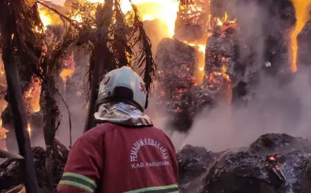 Gudang Kertas di Pandaan Terbakar, Sebagian Wilayah Barat Kabupaten Pasuruan Hujan Abu