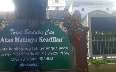 PN Surabaya Berhias Karangan Bunga Kabar Duka Matinya Keadilan #justicefordini