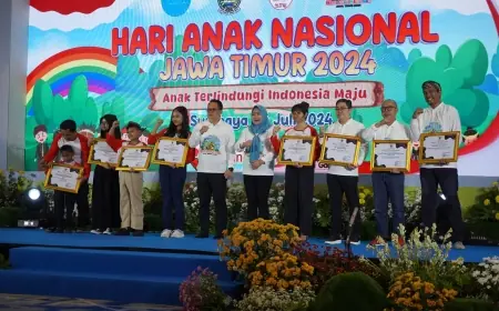 Bank Jatim Terima Penghargaan Kategori Dunia Usaha Peduli Anak di Momentum Puncak HAN 2024 Provinsi Jawa Timur