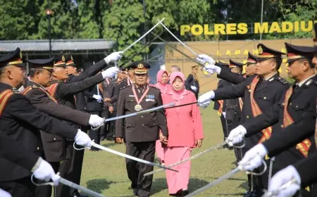 Polres Madiun Gelar Upacara Wisuda Purna Bhakti 2024.