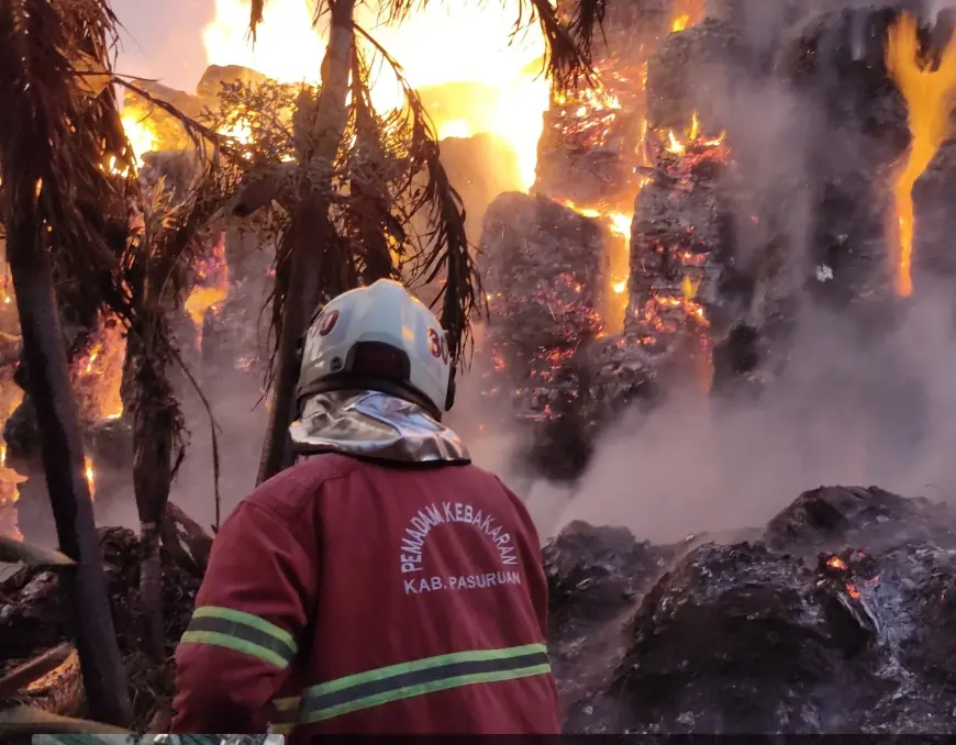 Gudang Kertas di Pandaan Terbakar, Sebagian Wilayah Barat Kabupaten Pasuruan Hujan Abu