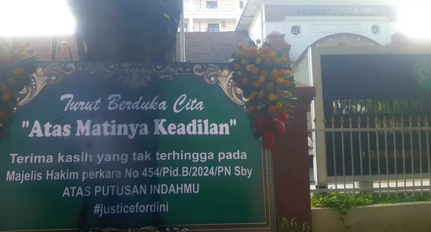 PN Surabaya Berhias Karangan Bunga Kabar Duka Matinya Keadilan #justicefordini