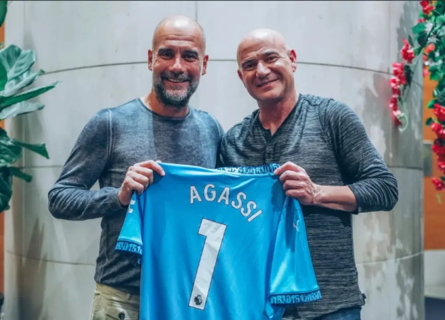 Pep Guardiola Hadiahi Andre Agassi Jersey Klub