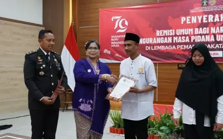 Pj Wali Kota Kediri Serahkan Remisi Umum di Lapas Kelas IIA Kediri