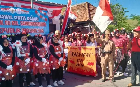 HUT ke 79 RI, Ratusan Warga Waringin Kompak Gelar Karnaval Cinta Damai