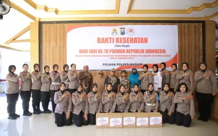 Polwan Polres Madiun Gelar Bakti Kesehatan Sambut Hari Jadi Polwan ke-76