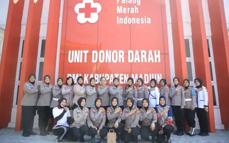Polwan Polres Madiun Gelar Kegiatan Donor Darah dalam Rangka HUT ke-76 Polwan RI