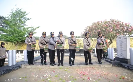 Polwan Polres Madiun Laksanakan Ziarah Rombongan di TMP Peringati HUT ke-76 Polwan RI