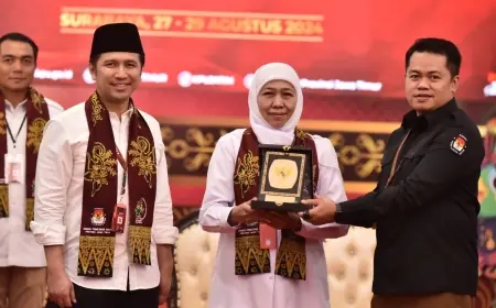 Petahana Khofifah-Emil Resmi Terdaftar KPU Jatim Pasangan Cagub Cawagub 2024-2029 di Kawal Kirab Budaya